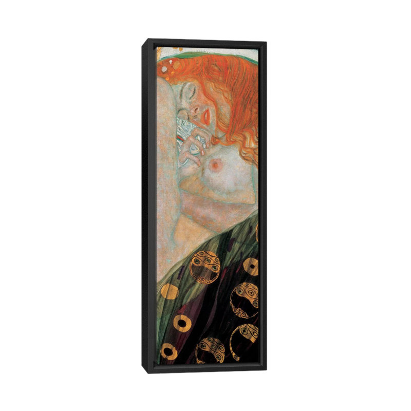 Reproduction de photo sur toile tendue « danae, vertical » par gustav klimt, H 36 po x l 12 po x P 1,5 po, Cadre noir