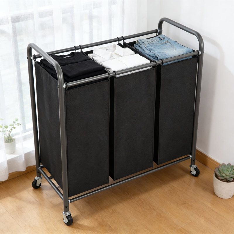 Heavy-Duty Rolling Laundry Sorter Cart With Lockable Wheels And 3 Removable Bags, Multi-Section Laundry Hamper Organizer For Home And Hotel Use
