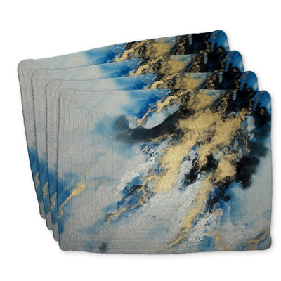 Blue Marble Braided Polyester Placemats Set of 4 | Home Decor