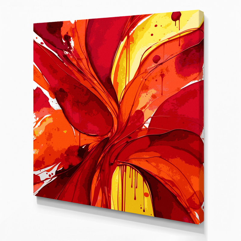Art abstrait sur toile, aquarelle abstraite rouge, H 32 po x l 32 po