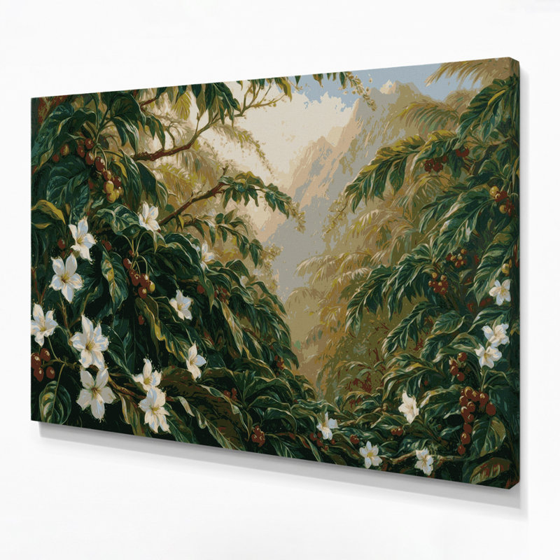 «Hawaiian Coffee Plants», art mural sur toile verte, H 11 po x l 14 po