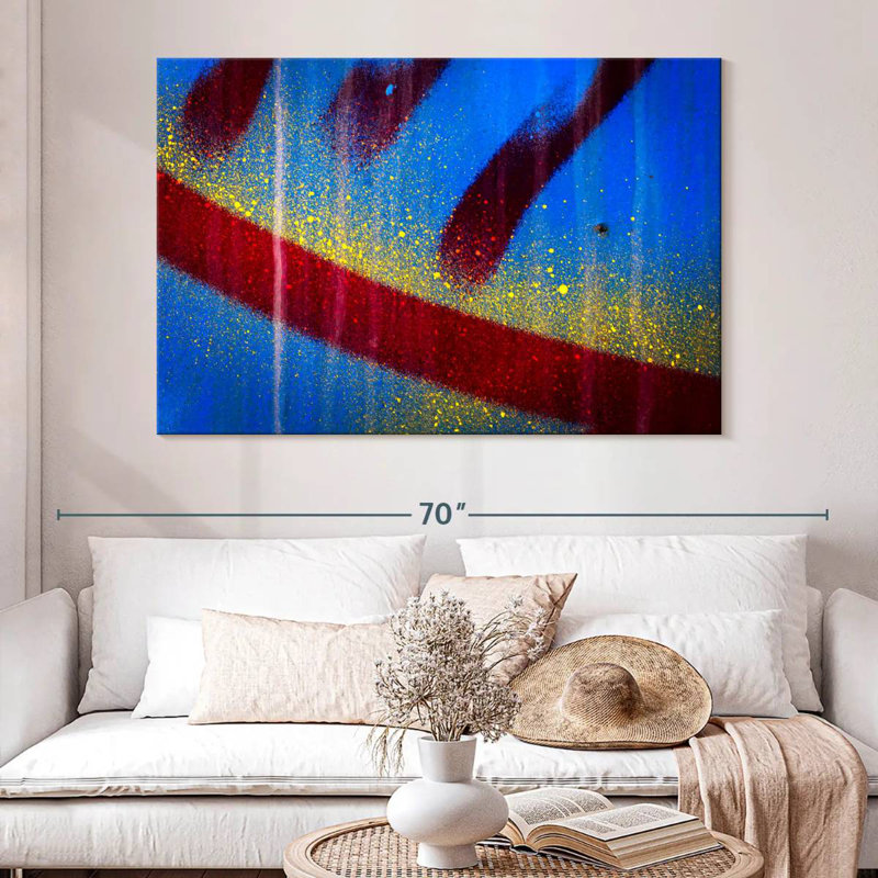 Avery Splashed Blue Abstract I, 34" H x 51" W
