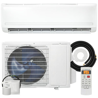 Mini climatiseur et pompe à chaleur 18 000 BTU à deux blocs, 19 climatiseurs SEER2 230V WIFI, écoénergétique, sans conduit, refroidit jusqu'à 1250 pieds carrés, fonctionne avec Alexa avec l'ensemble d'installation