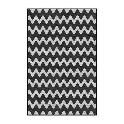 Tapis gris/zone noire à motifs