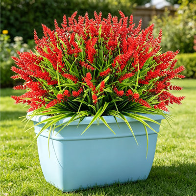 28 Bundles Artificial Faux Plants Flowers UV Resistant No-Fade, Adjustable Height Fake Greenery Indoor & Outdoor Decor for Window Garden Porch Patio Pathway Hanging Planter Front Yard