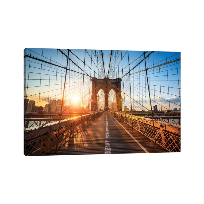 Brooklyn Bridge In New York City by Jan Becke - Wrapped Canvas Gallery-Wrapped Canvas Giclée, 20.32cm H x 30.48cm W