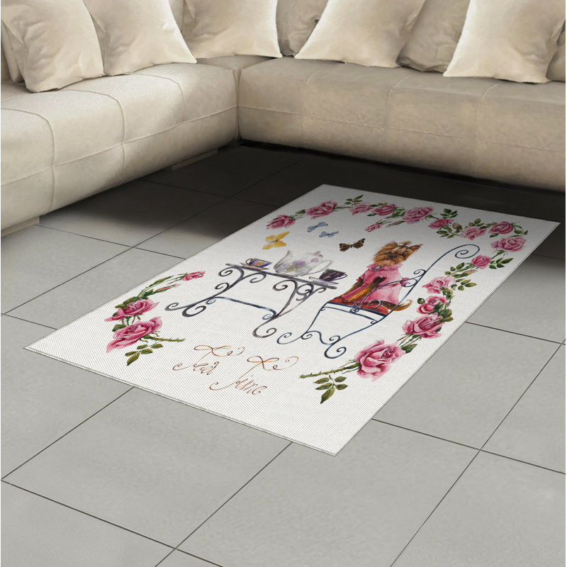 Tapis décoratif en fibre de polyester à haute densité Yorkie, Rectangle— 4 pi x 5 pi 8 po