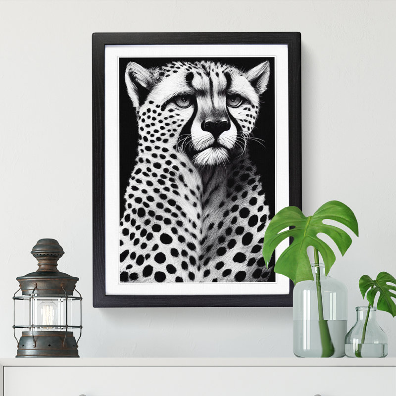 Cheetah Chalk - Picture Frame Print, Black Framed, 64cm H x 46cm W