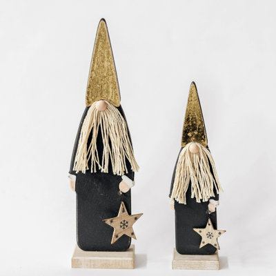 Set Of 2 Wizard Gnomes Holding Stars Figurines