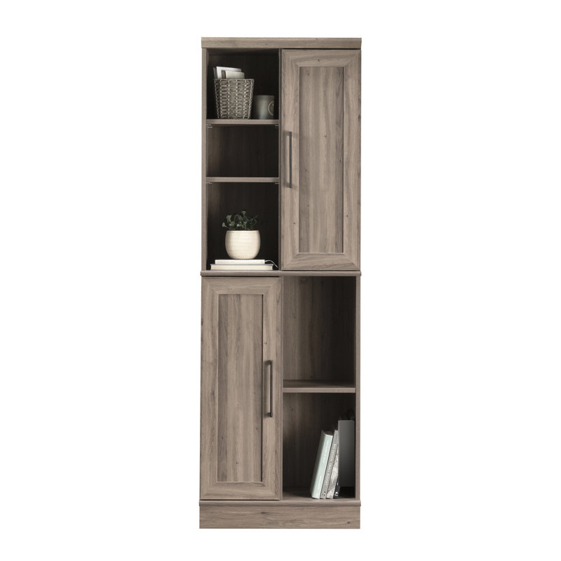 Armoire de rangement gris-brun, adaptée à plusieurs espaces, tablettes réglables et portes repositionnables, avec base, L 23,91 po x l 13,3 po x H 71,22 po compacte, facile à assembler, six pour armoire, gris