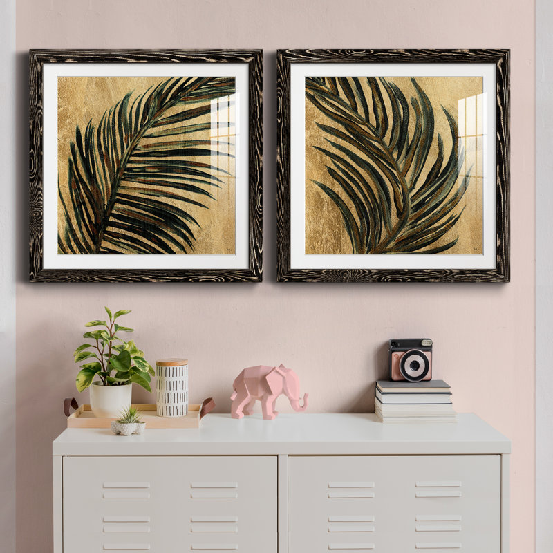 Lush Palm I - ensemble de 2 cadres photo, Cadre noir, H 31,5 po x l 63 po x P 1,5 po