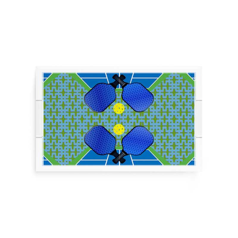 Plateau rectangulaire Pickelball Anyone, 2" H x 12.5" W x 7.75" D, Blue/Green