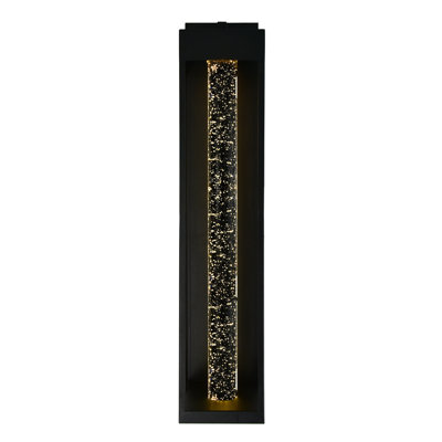 Applique murale d'extérieur 15 po à DEL intégrée noire pour entrée, garage, revêtement - applique moderne verticale