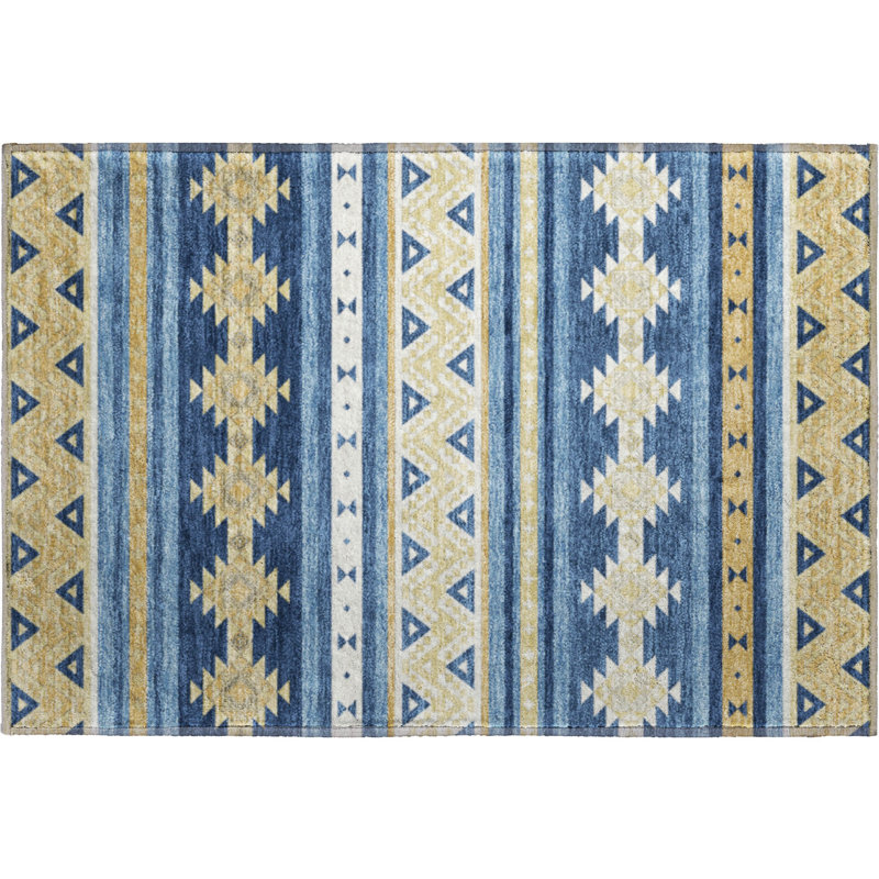 Tapis de qualité supérieure lavable à la machine Villers Global, Marine, 2 pi 6 po x 3 pi 10 po