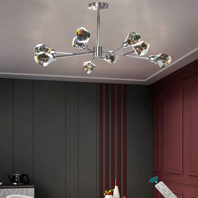 Lustre linéaire moderne à 9 lumières avec accents en cristal Spoutnik Markryan