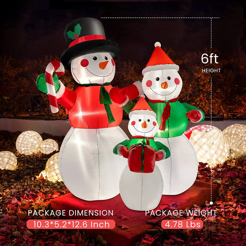 The Holiday Aisle® Emila Snowman Family Christmas Inflatable & Reviews ...