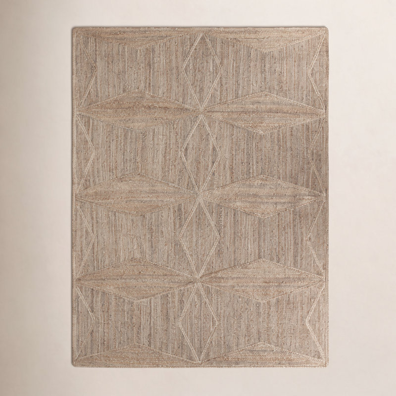 Bancroft Geometric Handmade Dhurrie Jute Beige Area Rug, Rectangle 10' x 14'