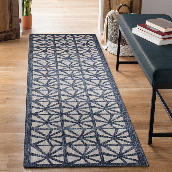 George Oliver Hamdy Tonga Tile Indoor/Outdoor Rug Navy - Wayfair Canada