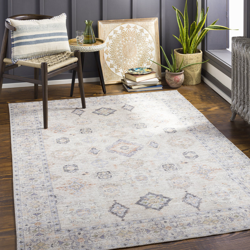 Chavarria Oriental Beige/Purple/Blue Area Rug, Rectangle 8'10" x 12'