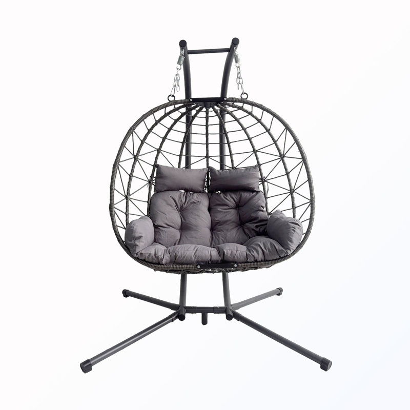 Fauteuil double avec support et coussin, Gray