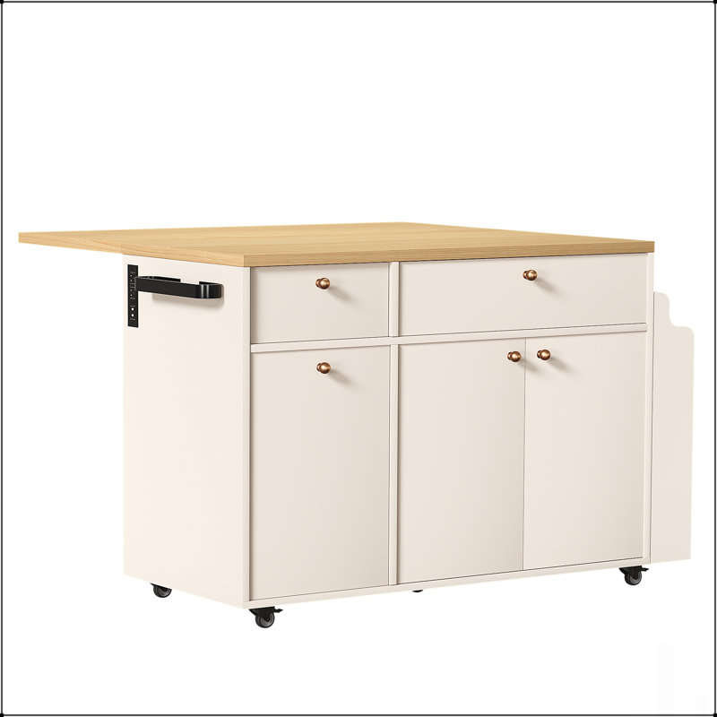 Chariot polyvalent pour îlot de cuisine avec plateau extensible, tiroirs de rangement, support à épices et barre à serviettes pour une fonctionnalité améliorée