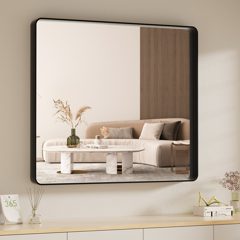 Rafuse Accent Mirror High-Strength Tempered Glass and Aluminum Alloy Framed French Cleat Mounted Wall & Bathroom Mirror 3-Year Warranty