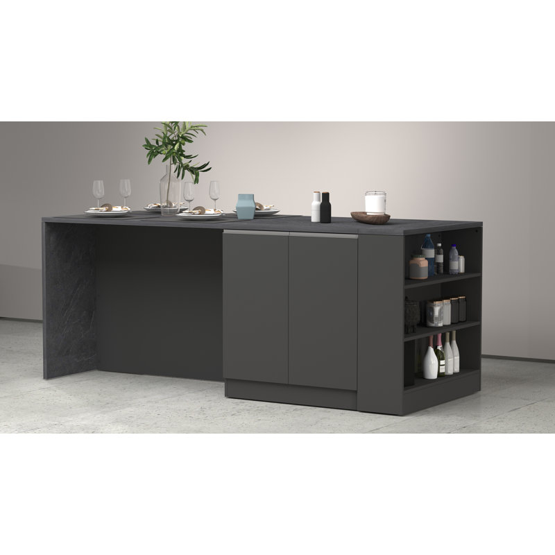 SOLE Wood Kitchen Island, Anthracite Grey/Grey
