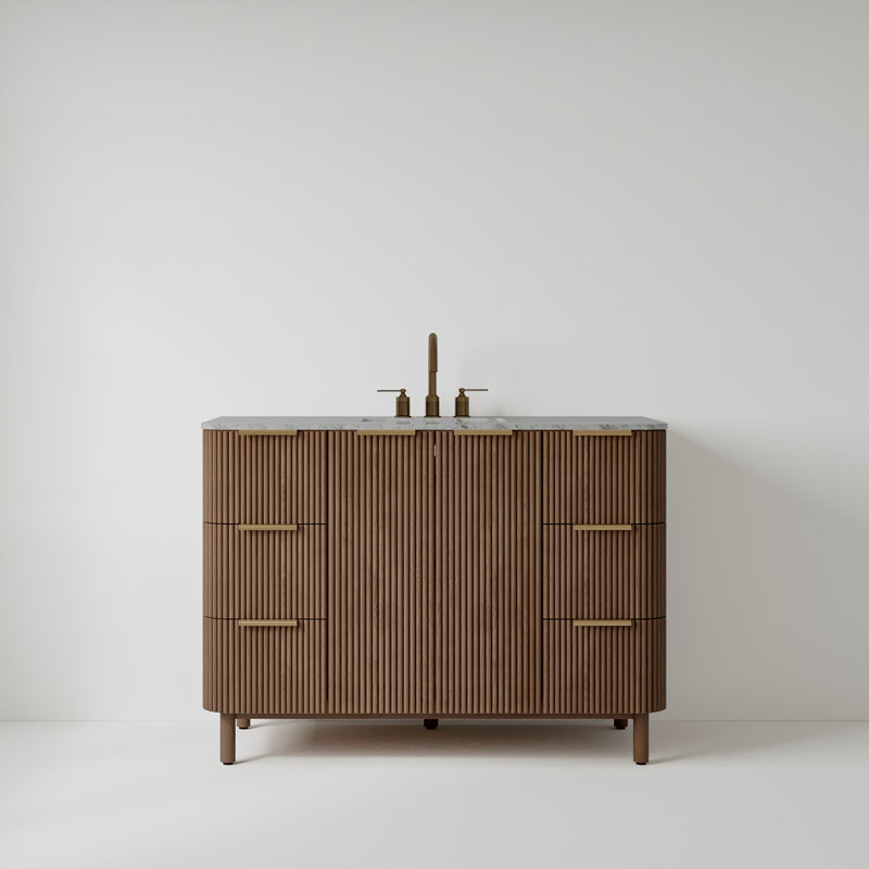 Kensington 48" Bathroom Vanity in Fluted Birch, Brown Reeded Birch