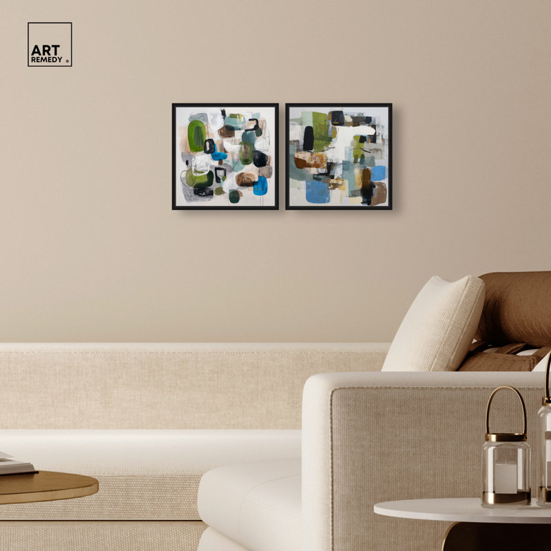 «Tectonic Plates», reproduction d'art sur toile par Maximalist , 13"H x 13"W, Black Frame