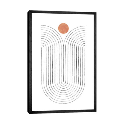 Abstract Curved Lines And Terracotta Sun - Print on Canvas