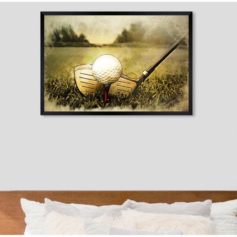 «Tee Up», reproduction, H 20 po x l 30 po x P 0,5 po, Encadré