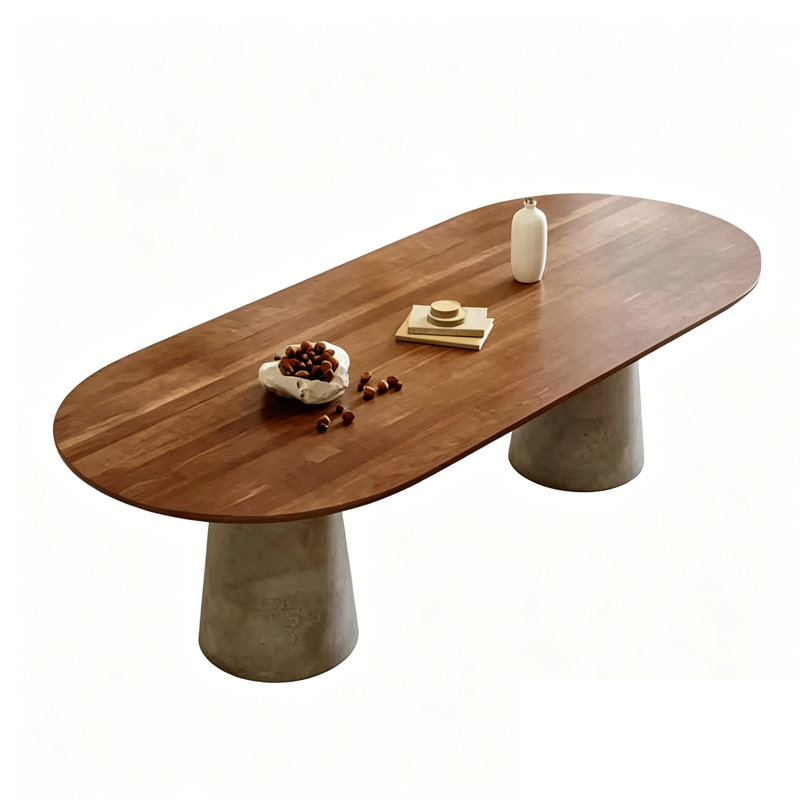Table de salle à manger ovale en pin brun avec piètement conique en métal, 29.53" H x 70.87" W x 31.5" D