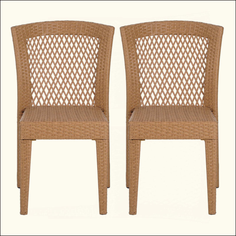 Chaise d'appoint empilable, ensemble de 2, Marron clair