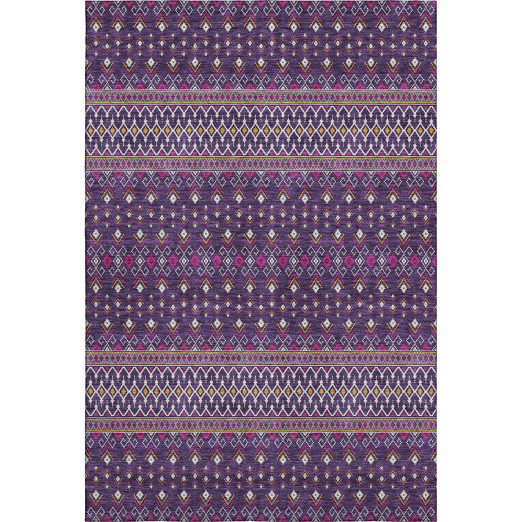 Premium Machine Washable Prisco Purple Rug