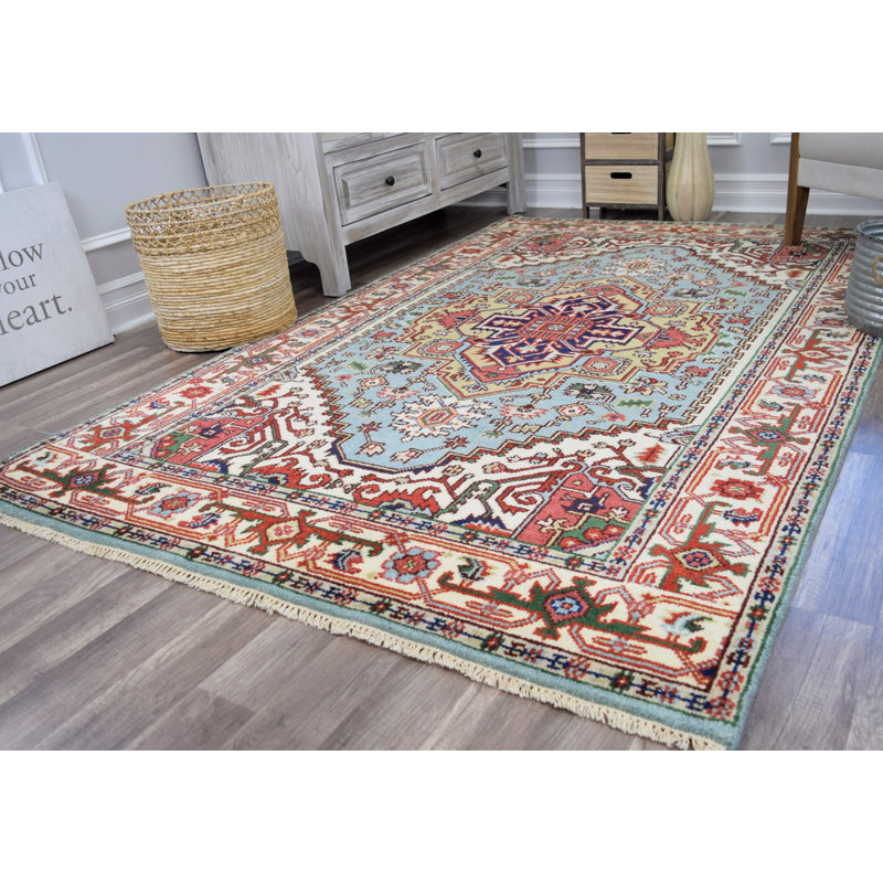 Tapis bleu royal royal Heriz, Rectangle 4pi x 6 pi