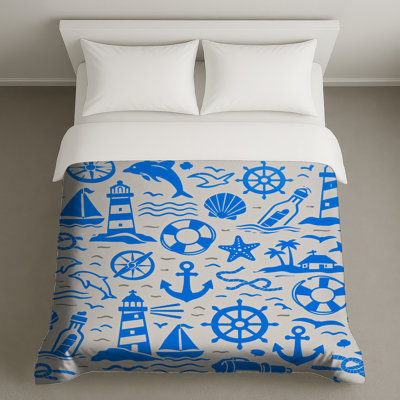 Blue Nautical Icons Duvet Covers