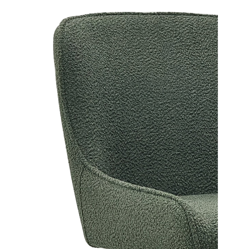 RUBENS UPHOLSTERED BARSTOOL - BOUCLE FABRIC - BLACK SAND POWDER COATED LEGS (PAIR), Green