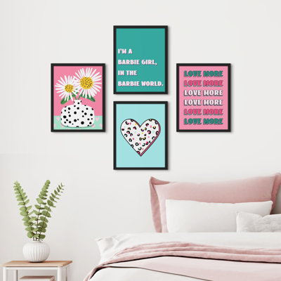 " I'm A Barbie Girl In The Barbie World Heart Chrysanthemum " 4 - Pieces