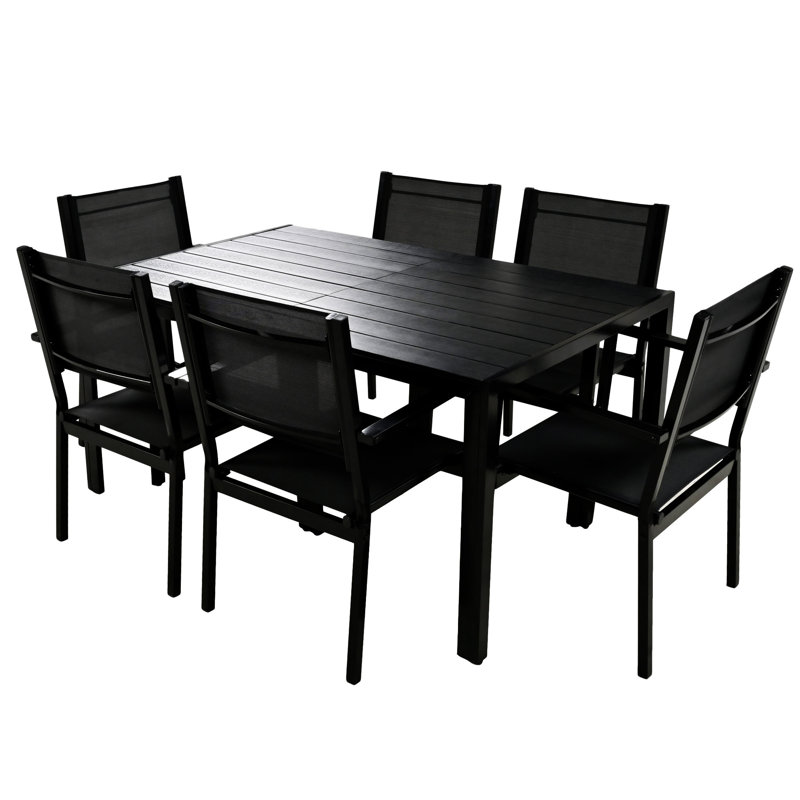 U-Style High-Quality Steel Outdoor Table And Chair Set, Black