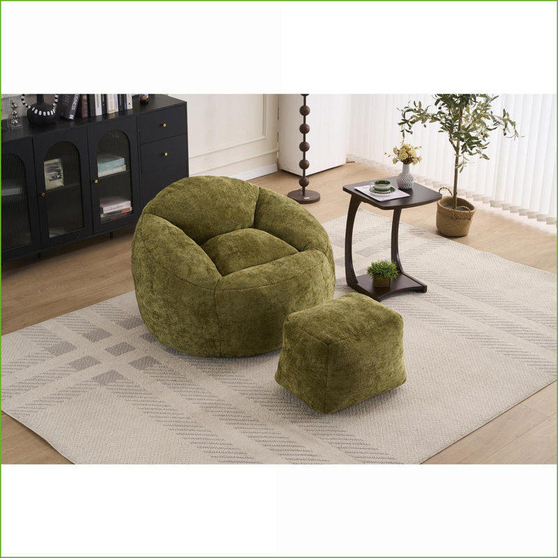 Fauteuil à billes en mousse à mémoire de forme pour adultes - Canapé paresseux très moelleux avec rembourrage | Chenille | Rond