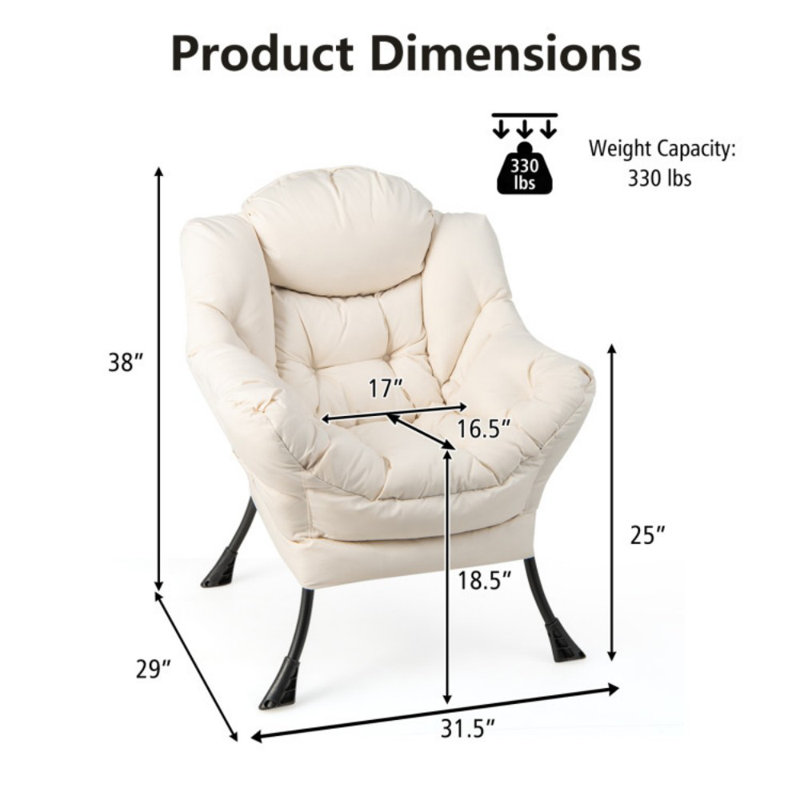 Chaise paresseuse moderne en polyester avec structure en acier et poche latérale
