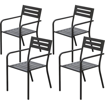 Chaises de patio 4 pièces, chaises d'extérieur robustes en métal