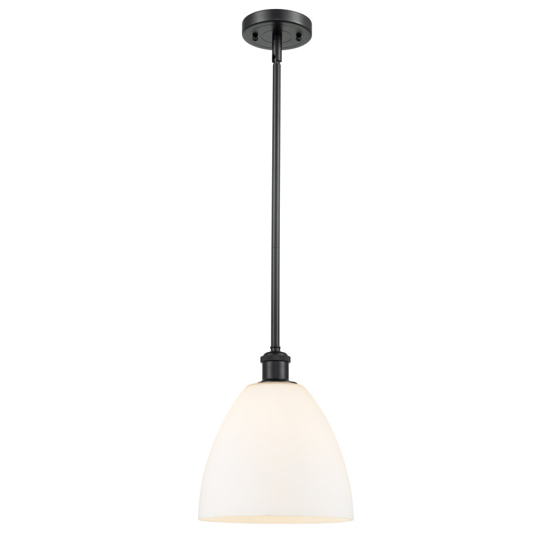 Luminaire suspendu en forme de globe à 1 lumière Allysha, H 11,25 po x l 9 po x P 9 po, Blanc mat, Blanc / chrome poli