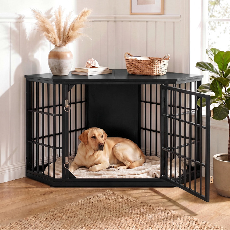 Caisse de coin pour chien et table de bout Fratesi, H 28 po x l 52 po x P 26,7 po, Noir