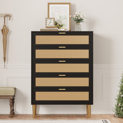 Commode 5 tiroirs Modern Farmhouse Rattan