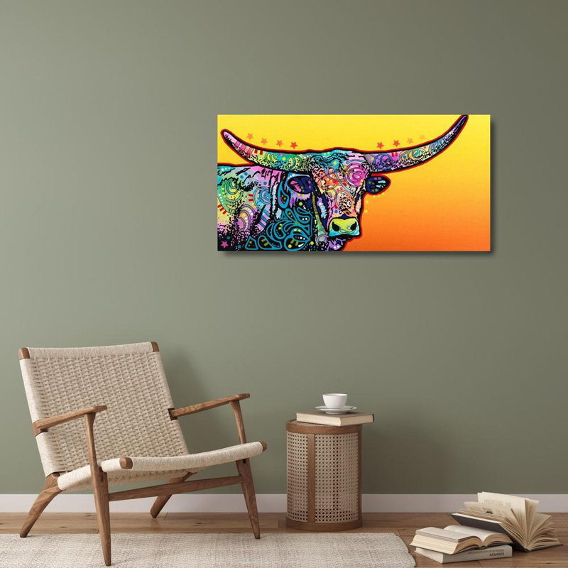 Art sur toile de la collection August Russ® Dean Russo de August Grove®: Longhorn, H 22 po x l 40 po