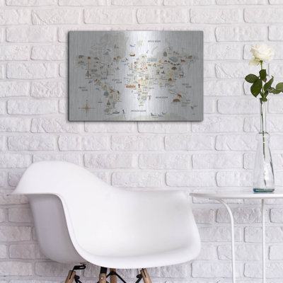 Art mural en métal luxueux «Around The World 1» par Laura Marshall