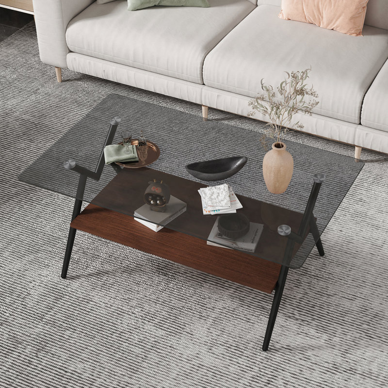 Rectangle Coffee Table, Modern Table, Gray, Brown/Black