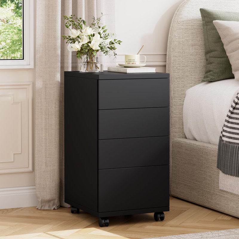33cm Wide 4 -Drawer Mobile File Cabinet, Black