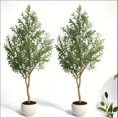 5pi / 6pi / 7pi 1PC / 2PCS oliviers artificiels avec pot à fleurs blanc, olivier artificiel en soie réaliste avec feuilles vertes et gros fruits